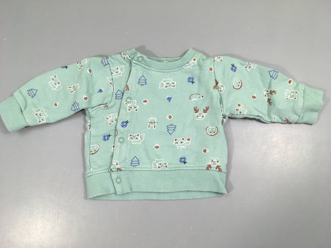 Sweat bleu clair animaux, légèrement bouloché, moins cher chez Petit Kiwi