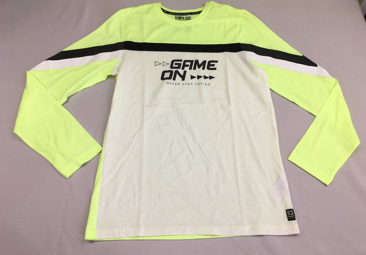 T-shirt m.l jaune fluo/blanc "Game on", moins cher chez Petit Kiwi