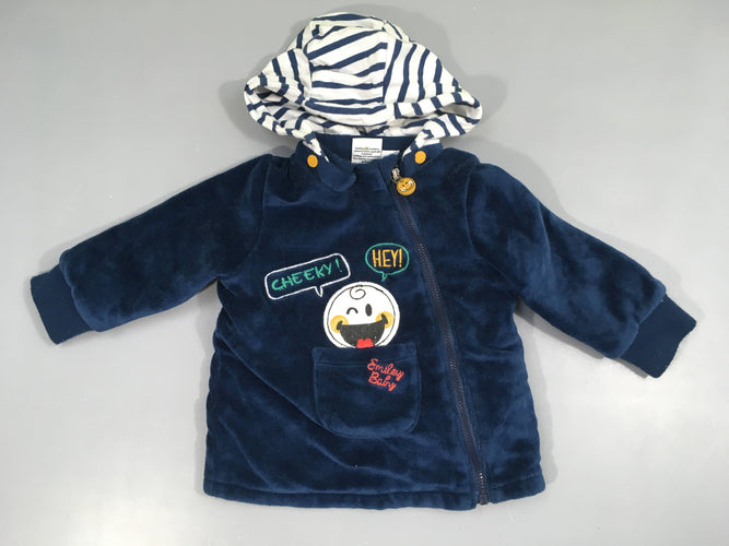 Gilet velours bleu foncé zippé s.miley à capuche, moins cher chez Petit Kiwi