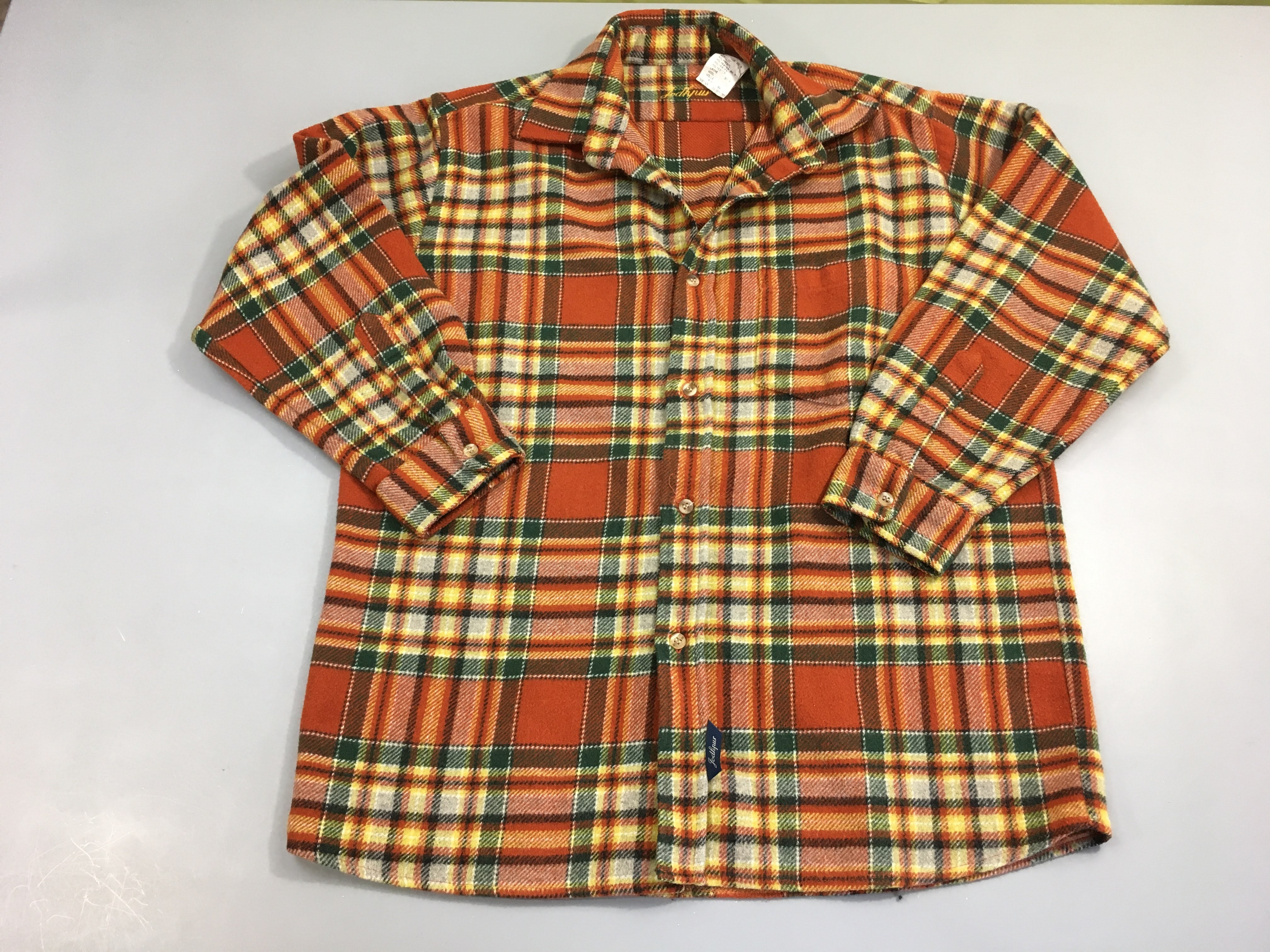 Surchemise orange à carreaux, 30% laine, Jodhpur