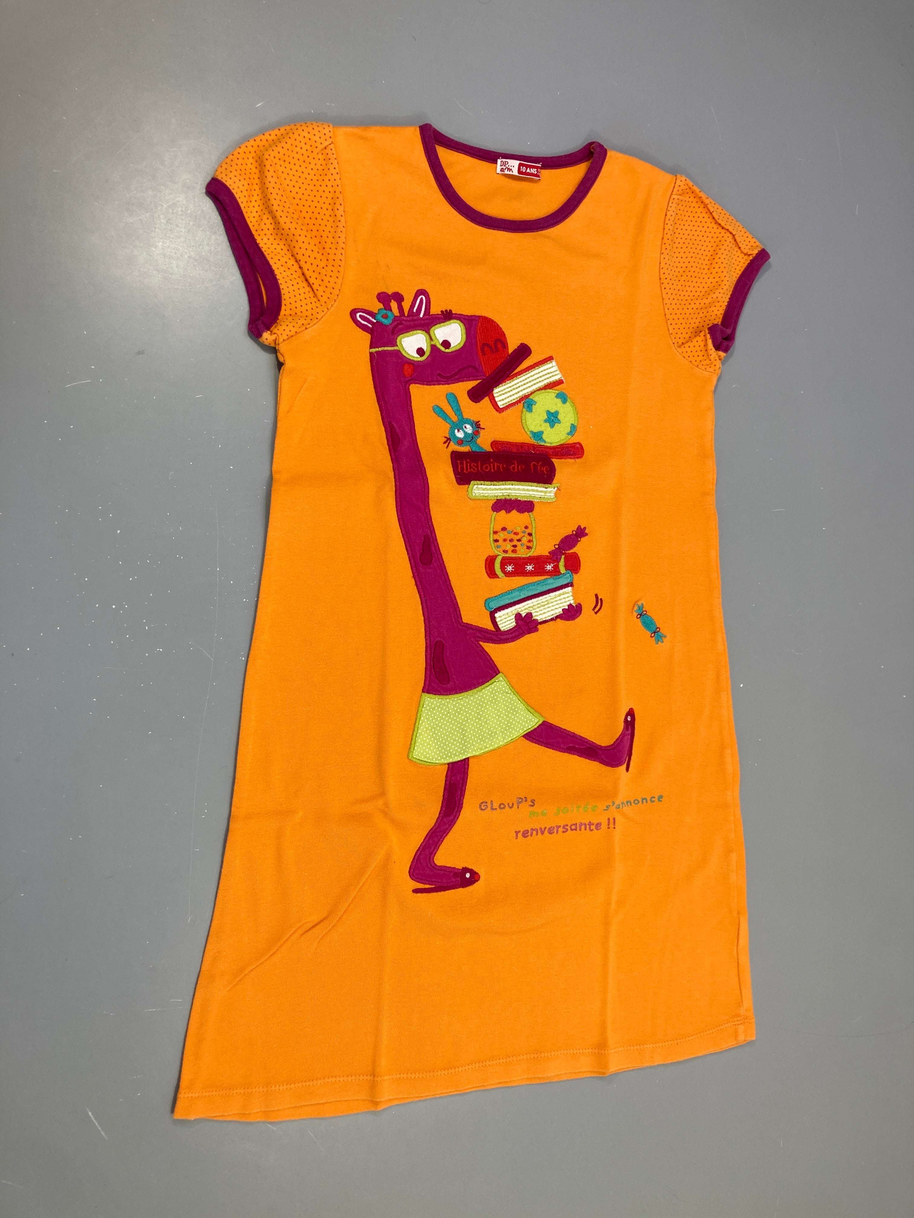 Robe de nuit jersey orange girafe