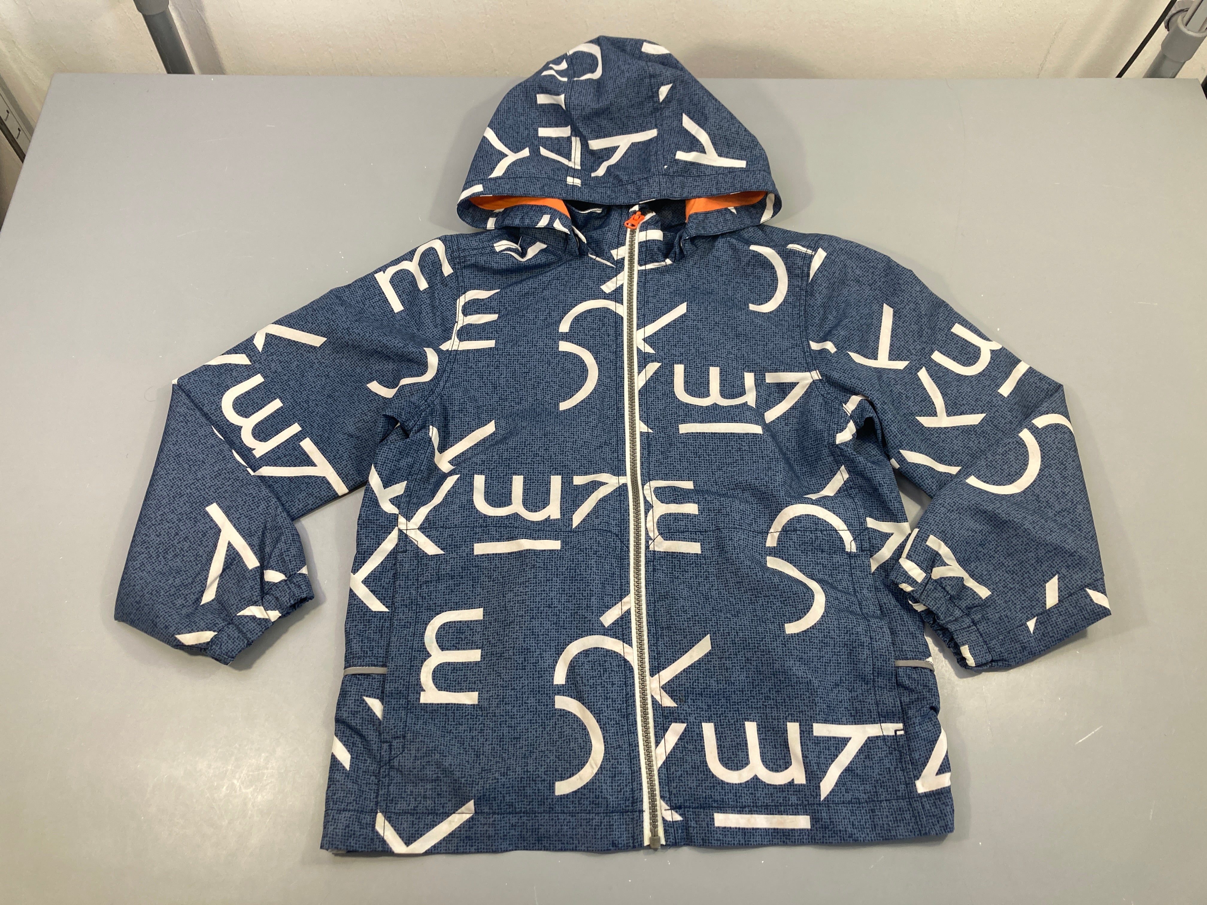 Veste zippée légère bleue lettres à capuche amovible