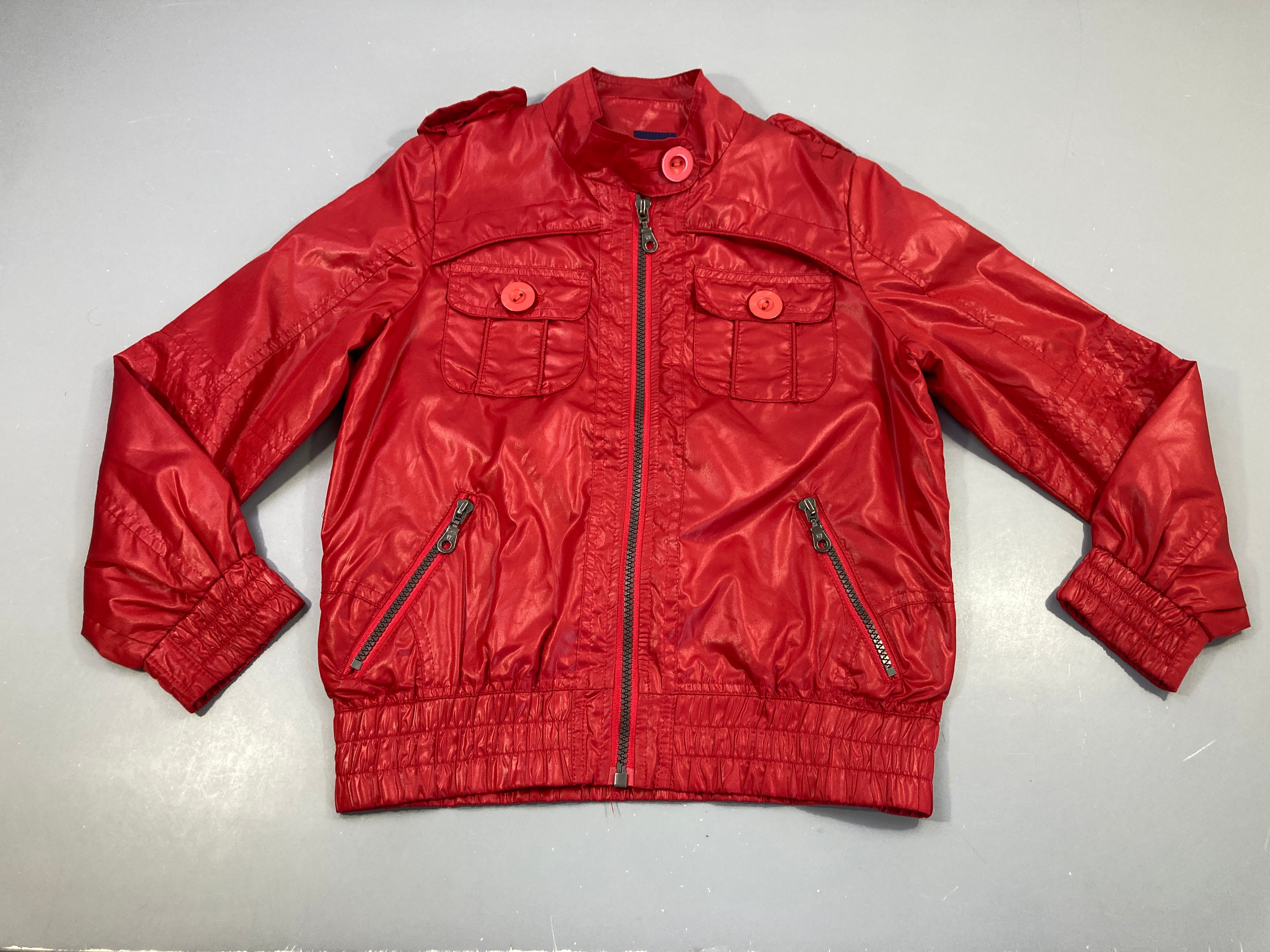 Veste zippée légère rouge col montant