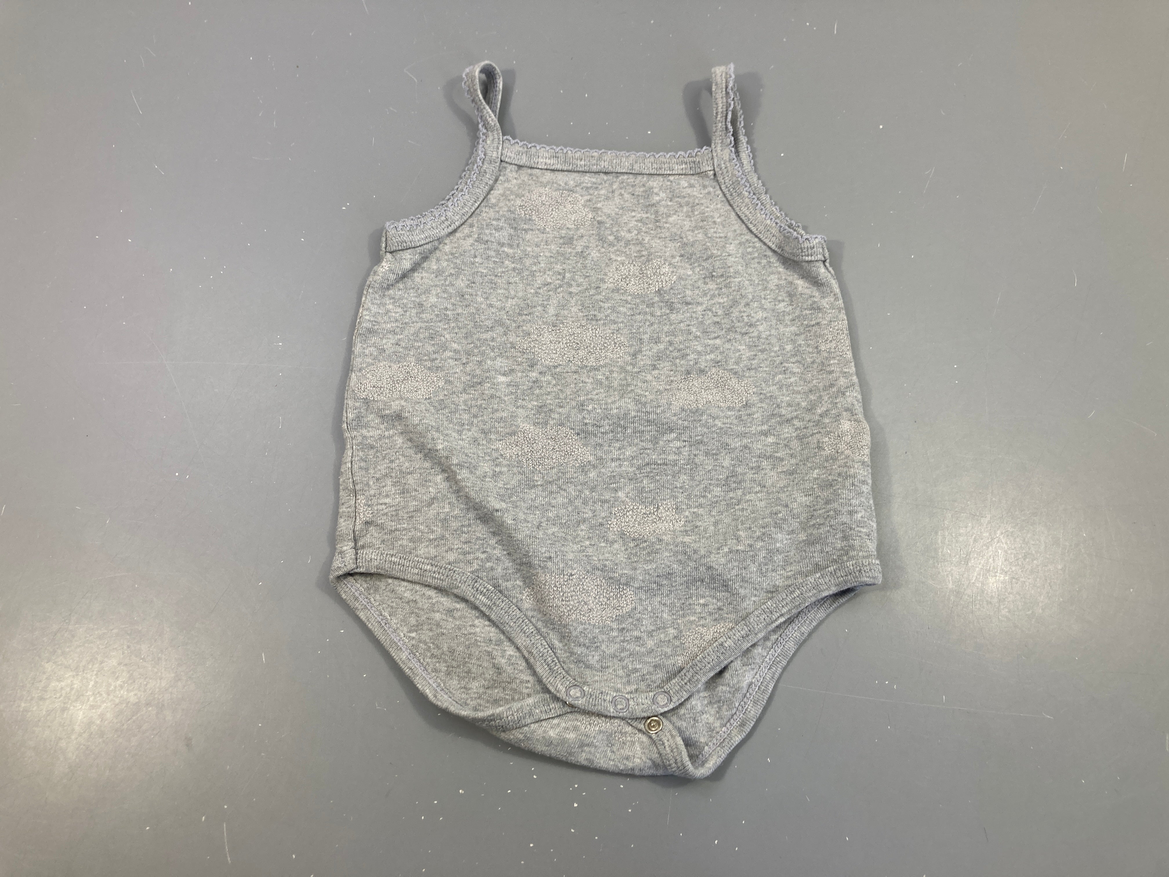 Body fines bretelles gris nuges, bouloché (taille petit)