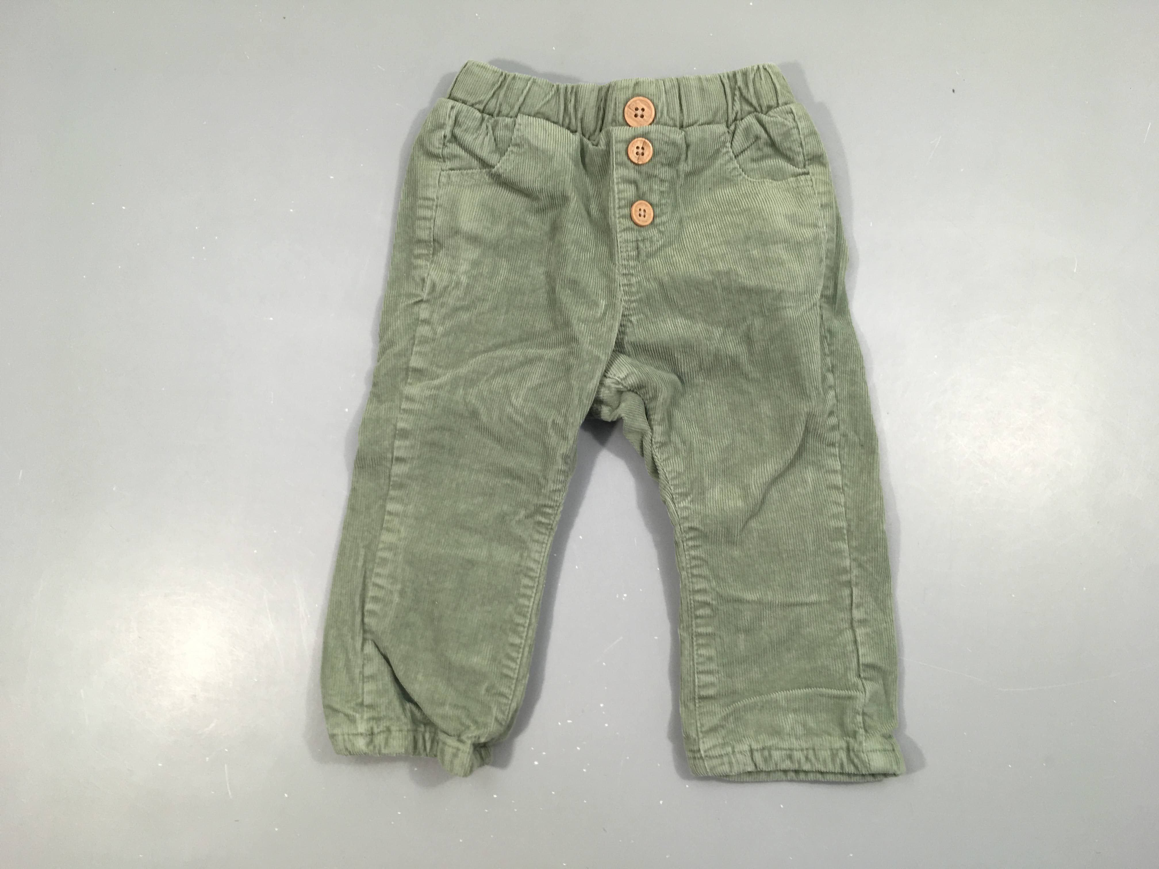 Pantalon velours côtelé kaki doublé jersey