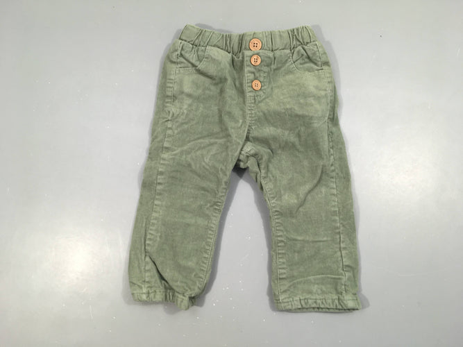 Pantalon velours côtelé kaki doublé jersey, moins cher chez Petit Kiwi