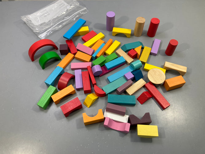 Lot de blocs de construction en bois, arches, cylindres, multicolore, moins cher chez Petit Kiwi
