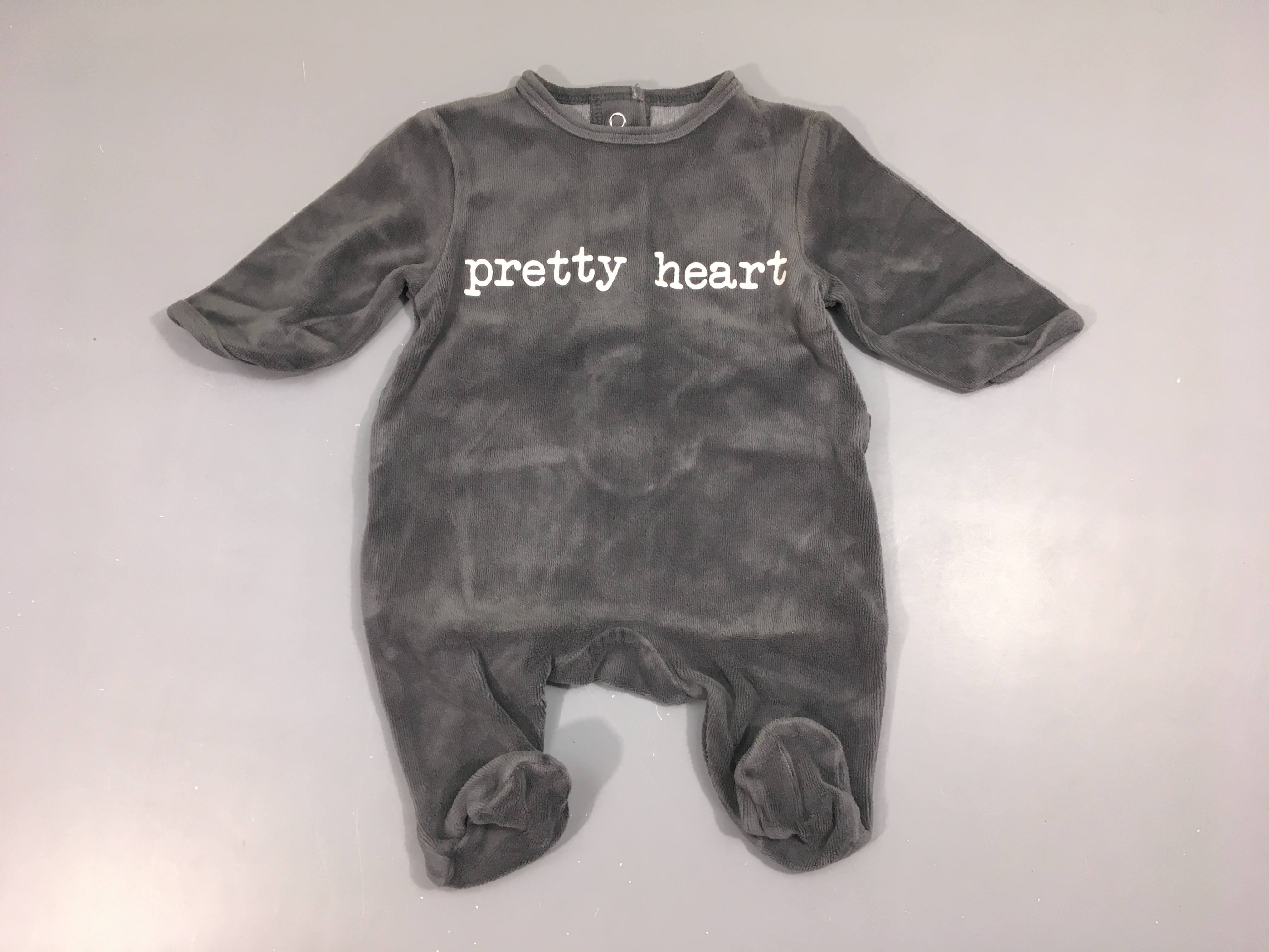 Pyjama velours gris pretty heart