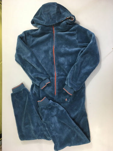 Combinaison velours bleu à capuche, intérieur doublé, moins cher chez Petit Kiwi