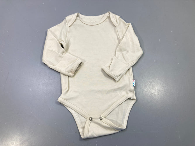 Body m.l écru uni, moufles rabattables Merino SuperLove, moins cher chez Petit Kiwi