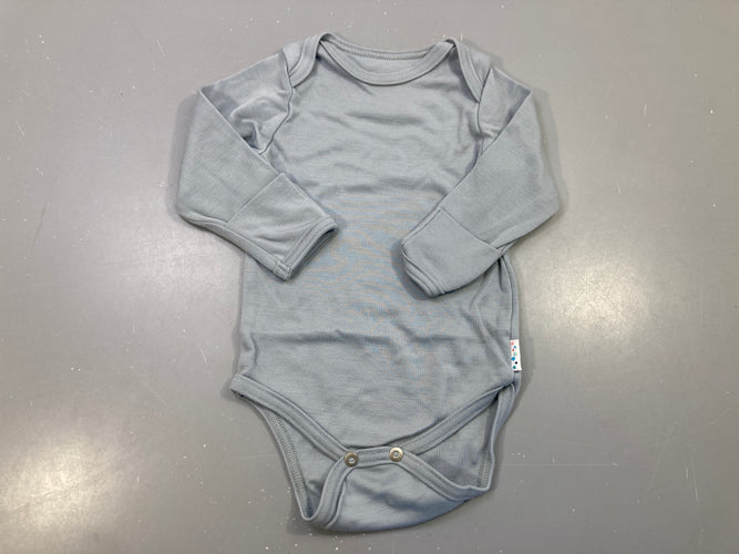 Body m.l gris bleu uni, moufles rabattables Merino SuperLove, moins cher chez Petit Kiwi