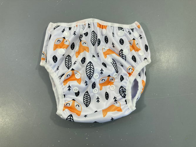 culotte de prote.ction couche lavable évolutive blanche renard/feuilles pressions, moins cher chez Petit Kiwi