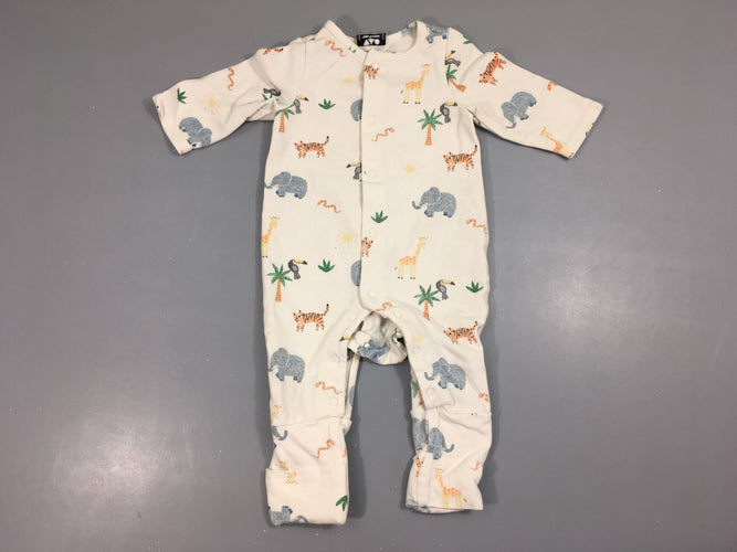 Pyjama jersey blanc animaux, moins cher chez Petit Kiwi