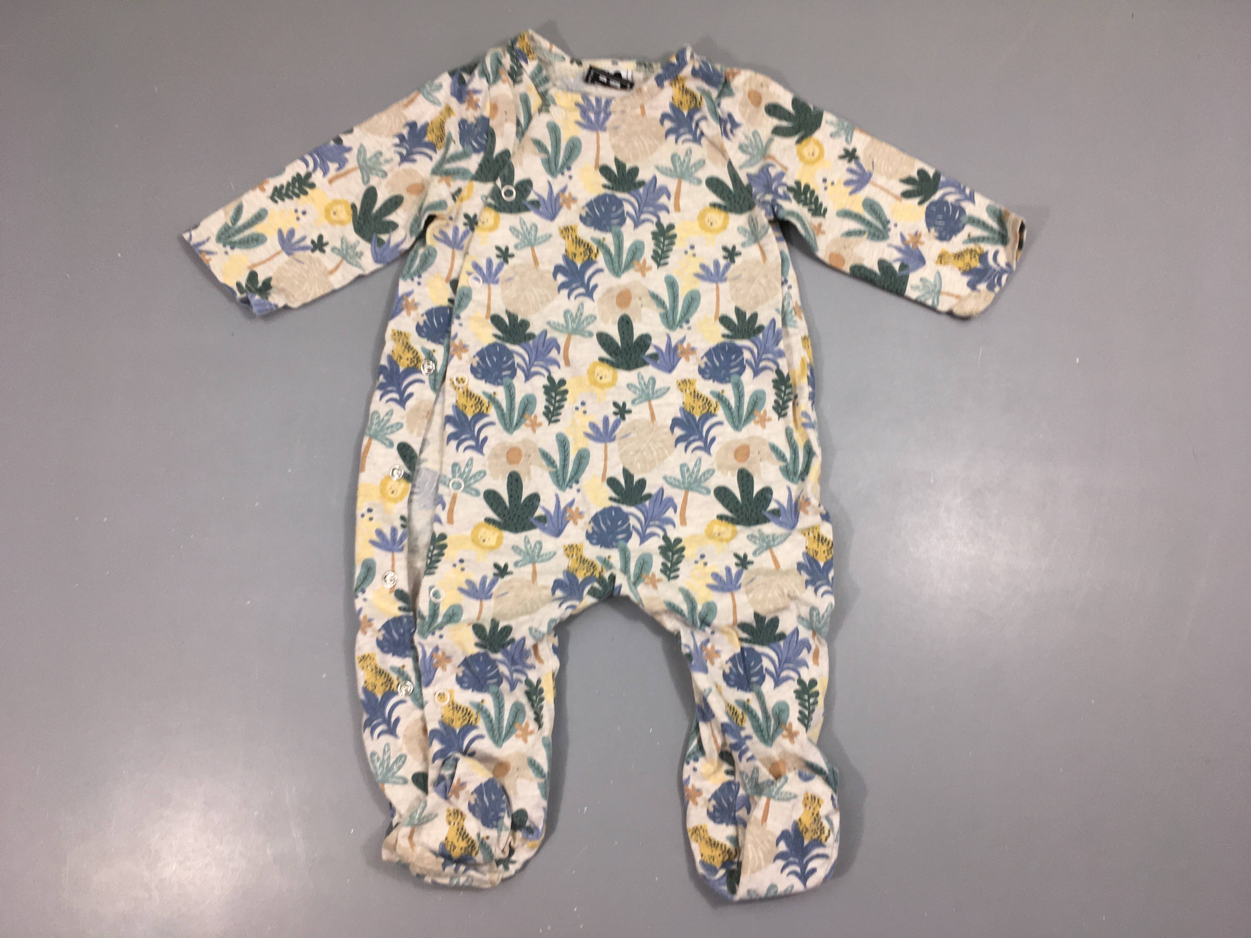 Pyjama jersey beige savane, légèrement bouloché