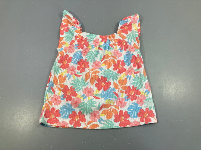 T-shirt m.c côtelé fleurs multicolores, moins cher chez Petit Kiwi