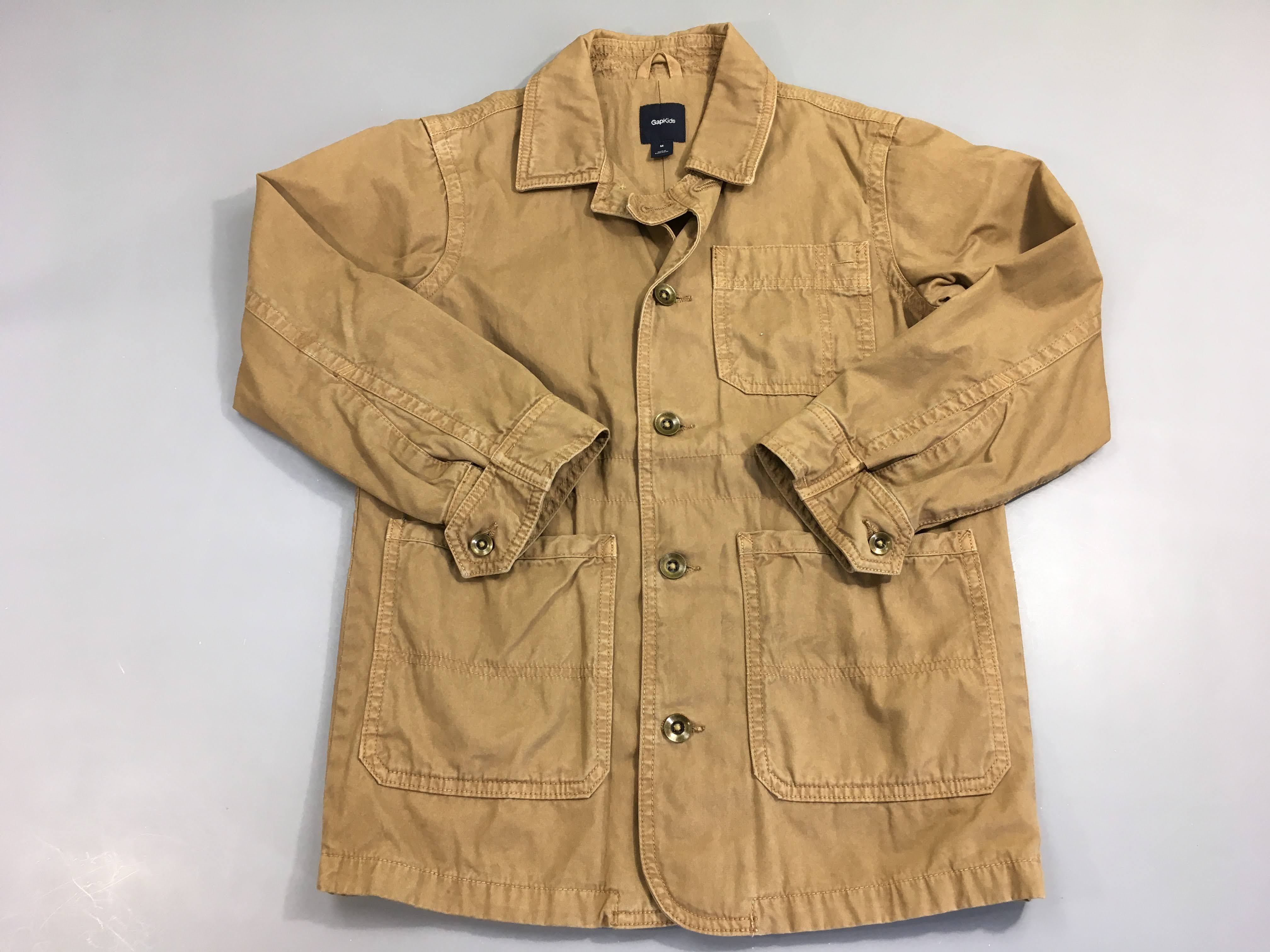 Veste toile brune, doublure boulochée, petite tâche à l'avant