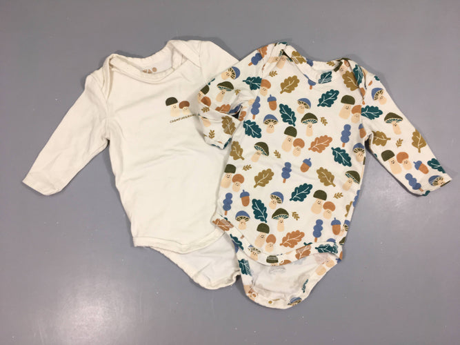 Lot de 2 bodies m.l blanc champignons, moins cher chez Petit Kiwi