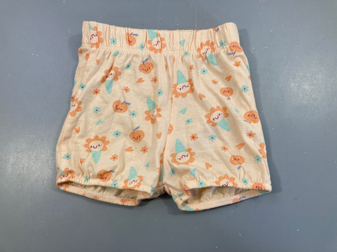 Short jersey orange fleurs/fruits, moins cher chez Petit Kiwi