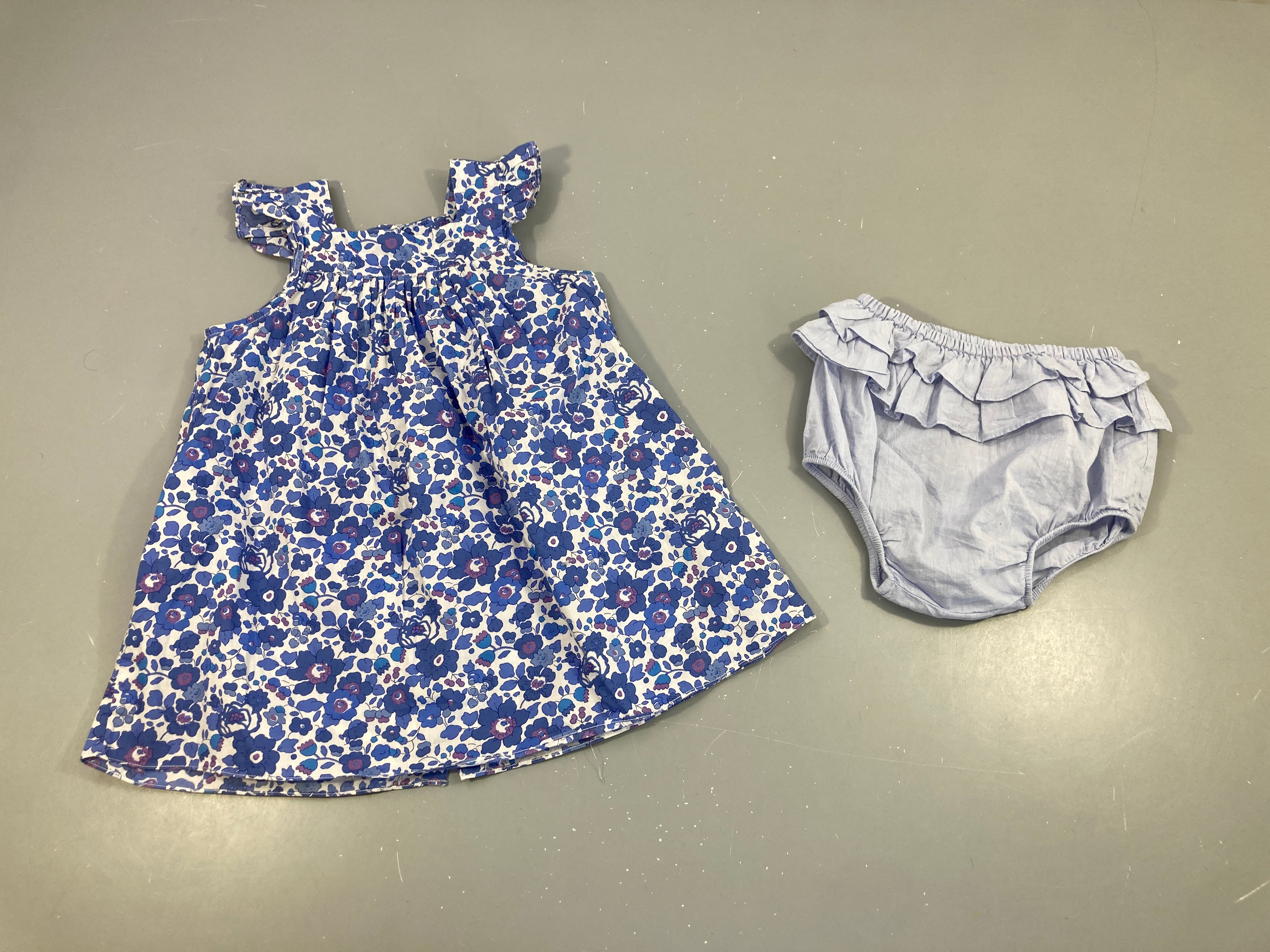 Robe m.c liberty fleurs bleu + bloomer bleu clair