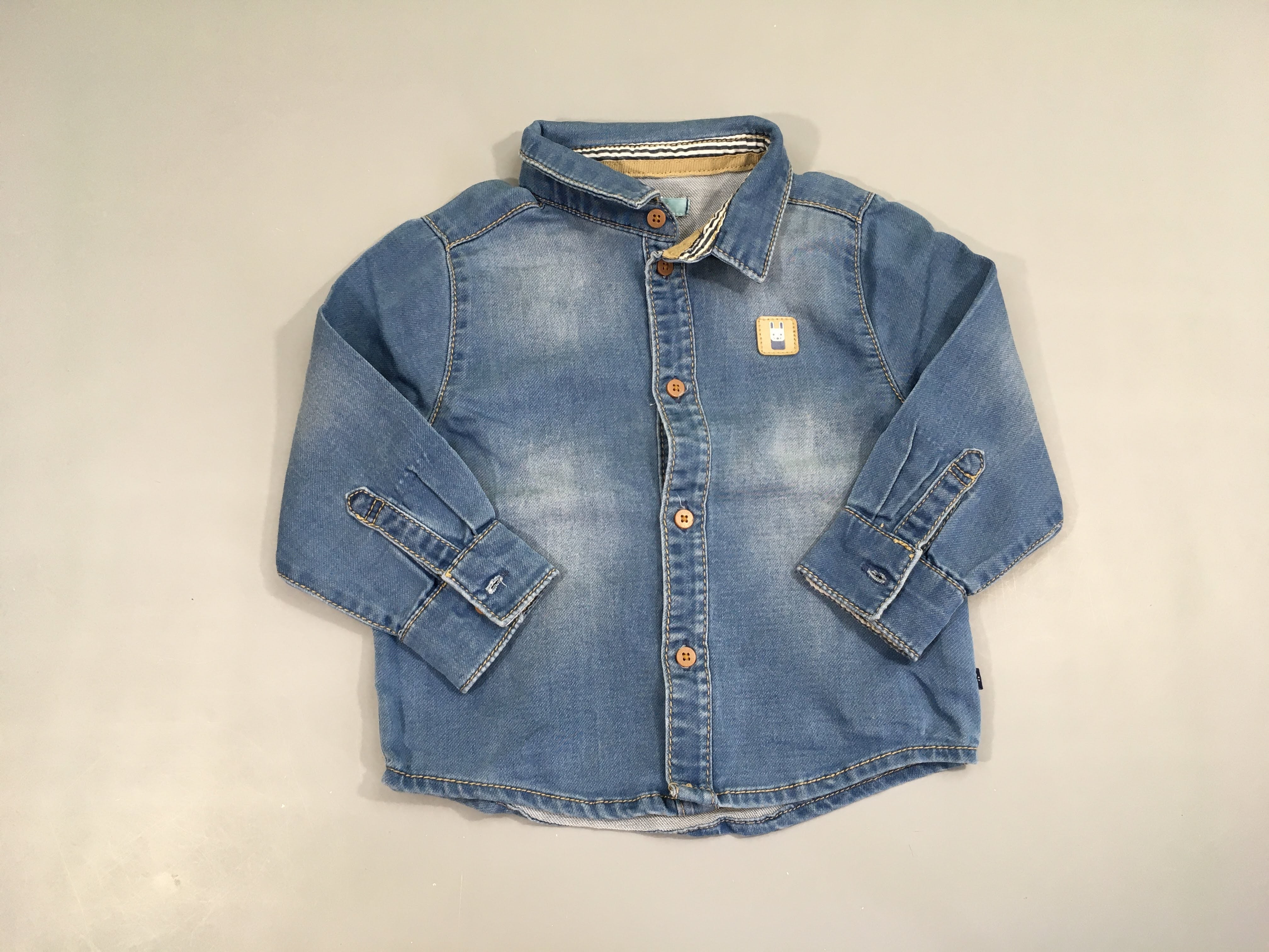 Chemise m.l denim lapin cadre