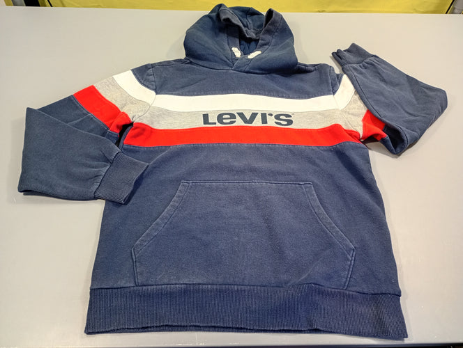 Sweat à capuche bleu, blanc, rouge, gris flammé "Levi's", légèrement bouloché., moins cher chez Petit Kiwi