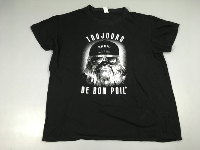 T-shirt m.c noir Toujours de bon poils, moins cher chez Petit Kiwi