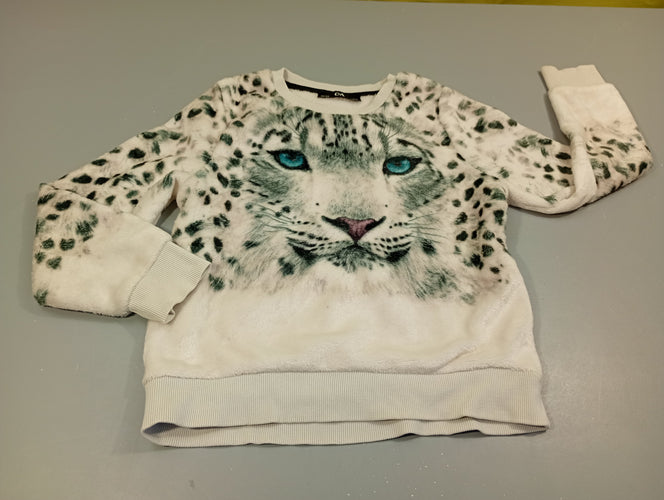 Pull duveteux  écru  , léopard, moins cher chez Petit Kiwi