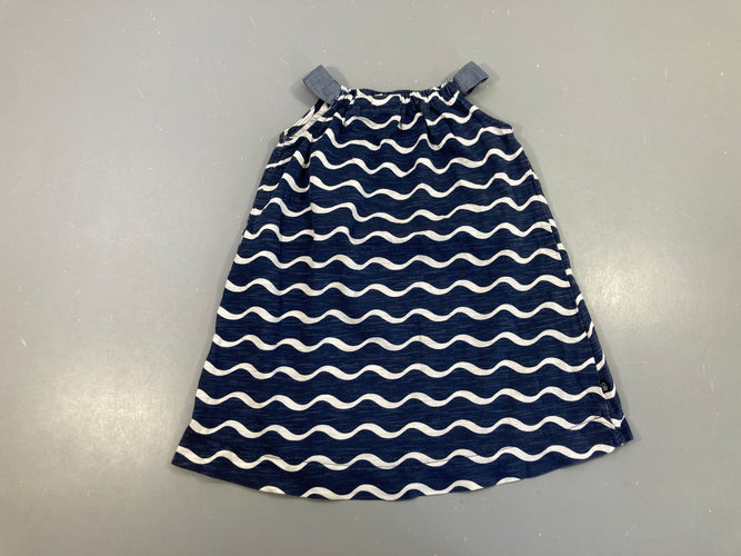 Robe s.m jersey bleu foncé vagues, moins cher chez Petit Kiwi