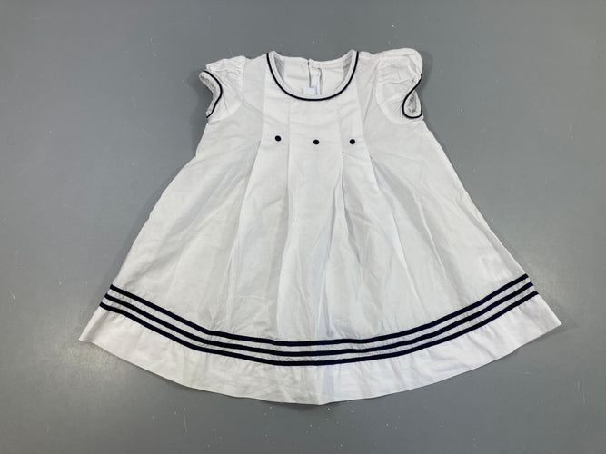Robe m.c blanche rayurés bleu foncé, moins cher chez Petit Kiwi