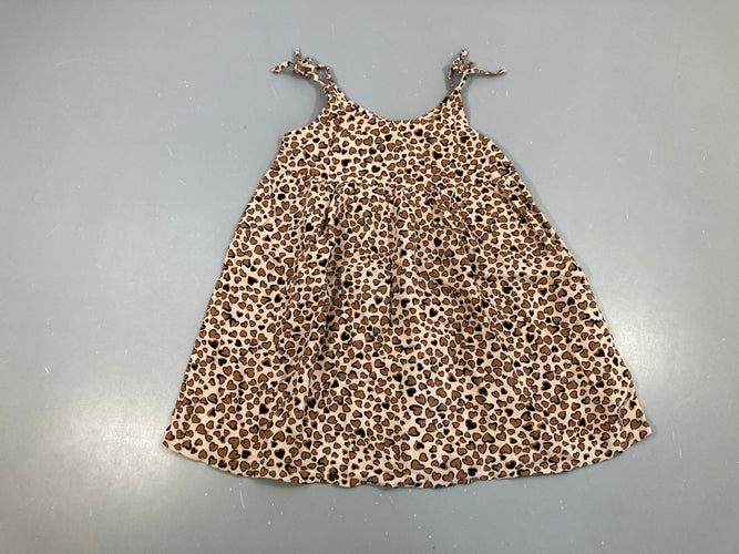 Robe fines bretelles beige coeurs bruns, moins cher chez Petit Kiwi