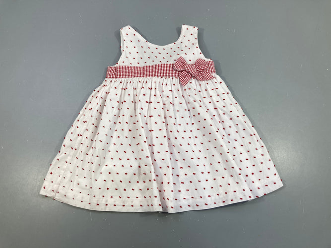 Robe s.m blanche plumetis rouge noeud, moins cher chez Petit Kiwi