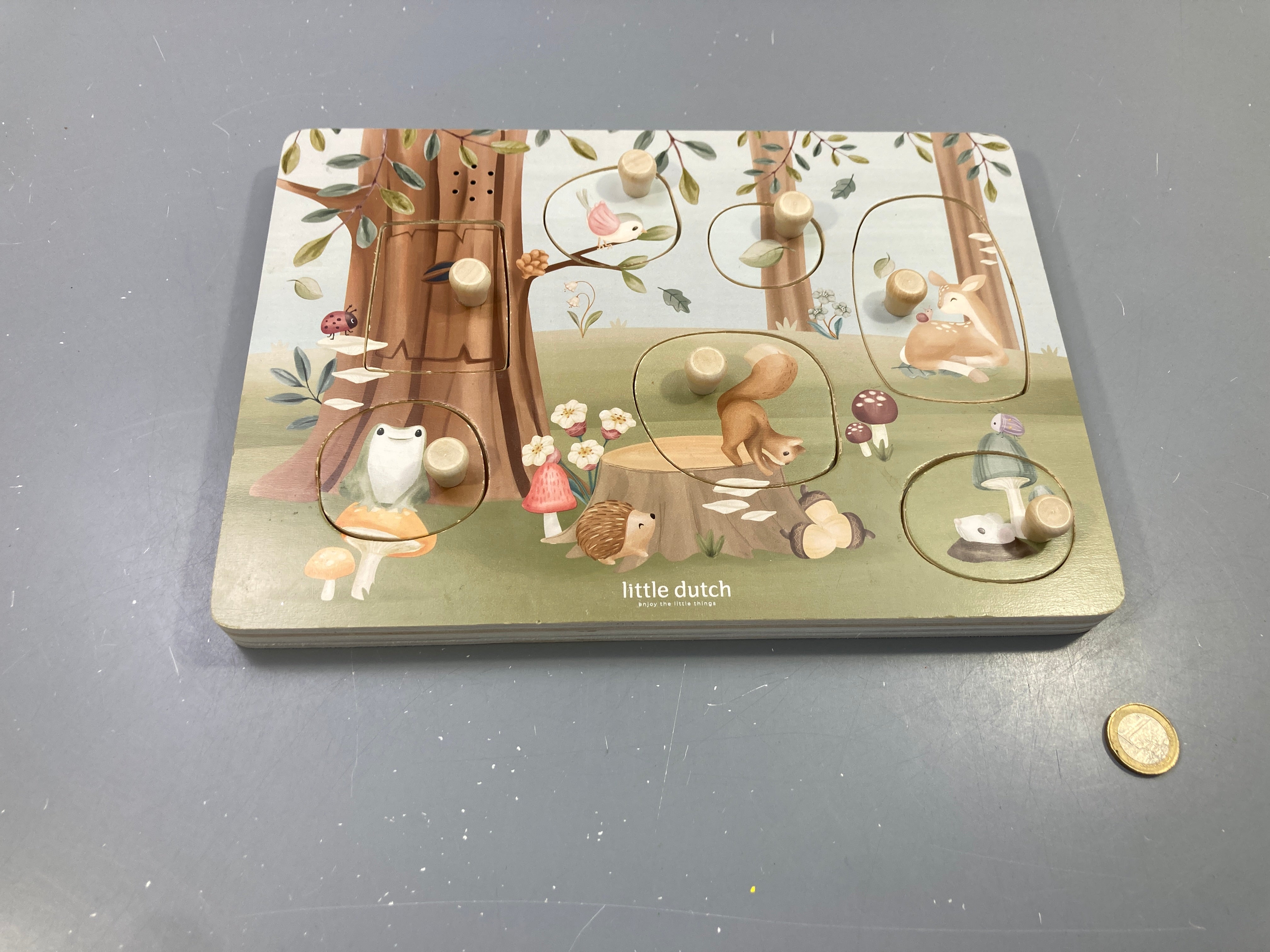 Puzzle sonore à boutons en bois animaux de la forêt, Little Dutch - fonctionne