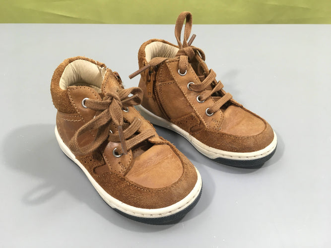 Bottines zippées camel Légèrement rapées pointe, moins cher chez Petit Kiwi