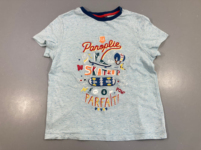 T-shirt m.c rayé bleu panoplie, légèrement bouloché, moins cher chez Petit Kiwi