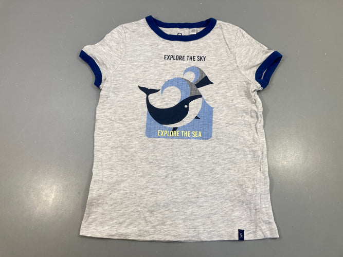 T-shirt m.c gris clair flammé baleine, moins cher chez Petit Kiwi