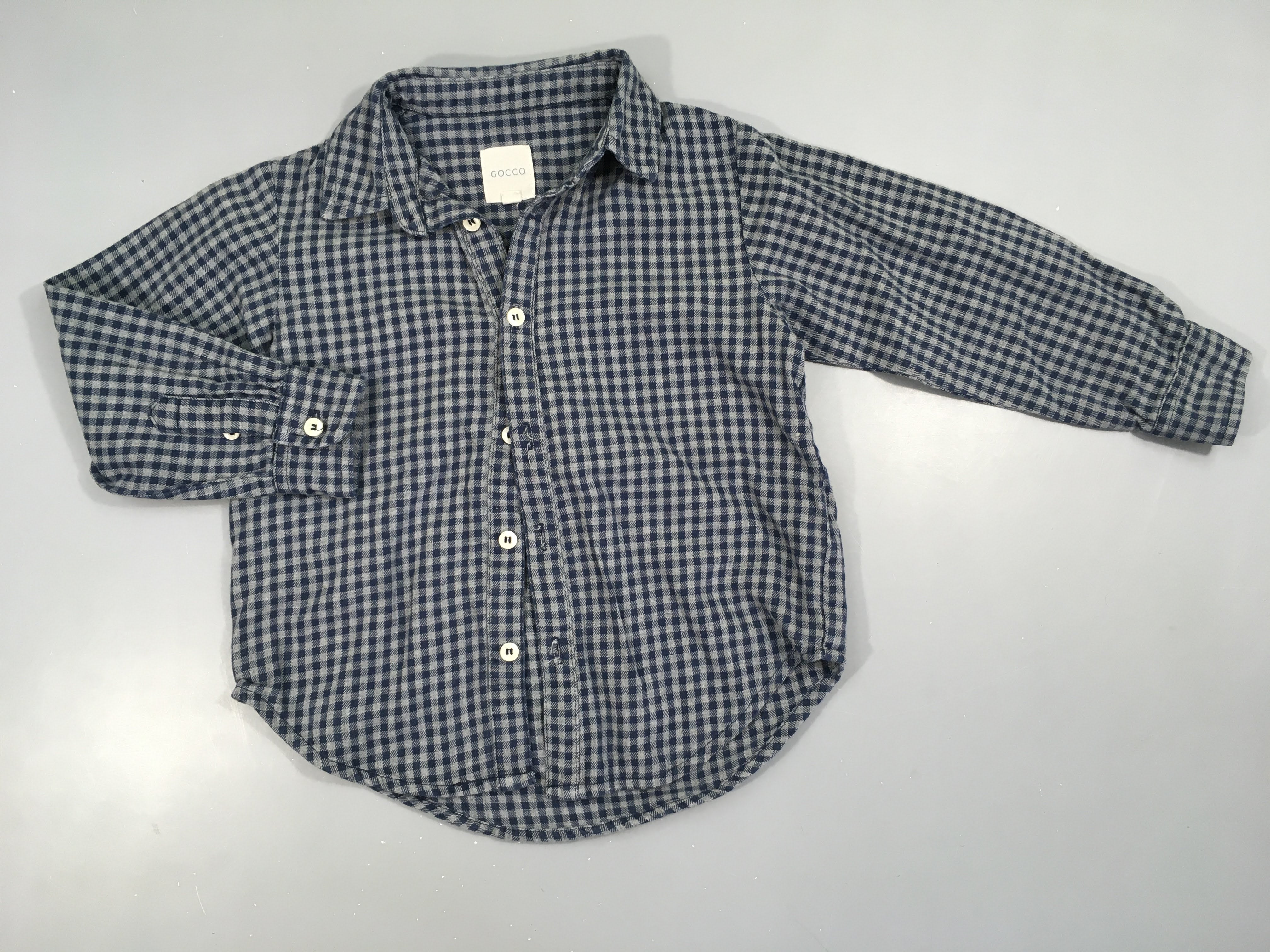 Chemise m.l à carreaux gris-bleu