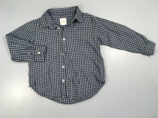 Chemise m.l à carreaux gris-bleu, moins cher chez Petit Kiwi