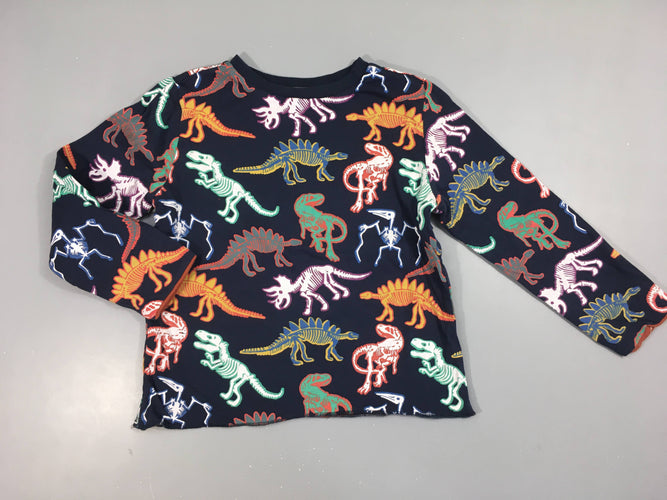 T-shirt m.l réversible-bleu dino/rayé bleu-brique-beige, moins cher chez Petit Kiwi