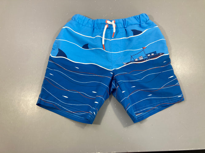 Maillot short bleu vagues requins bateau, moins cher chez Petit Kiwi