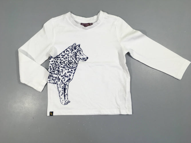 T-shirt m.l blancLoup bleu, moins cher chez Petit Kiwi