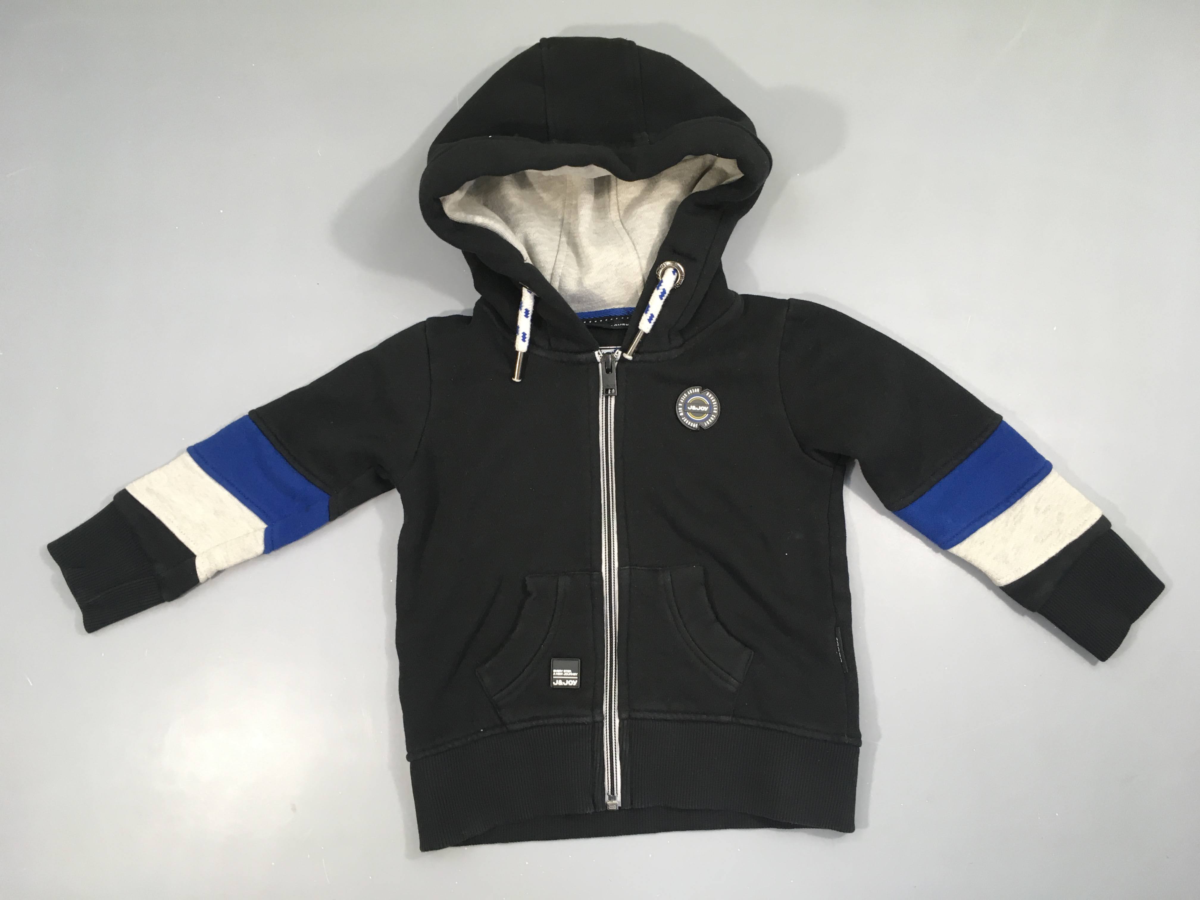 Sweat zippé à capuche noir gris-bleu J&Joy