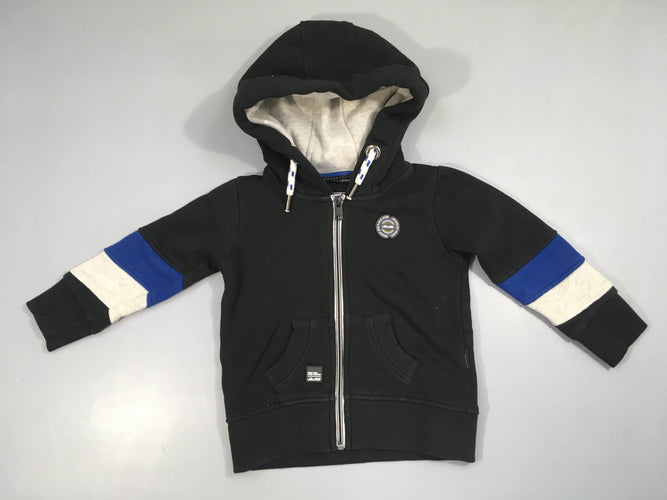 Sweat zippé à capuche noir gris-bleu J&Joy, moins cher chez Petit Kiwi
