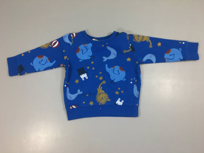 Sweat bleu animaux cirque, moins cher chez Petit Kiwi