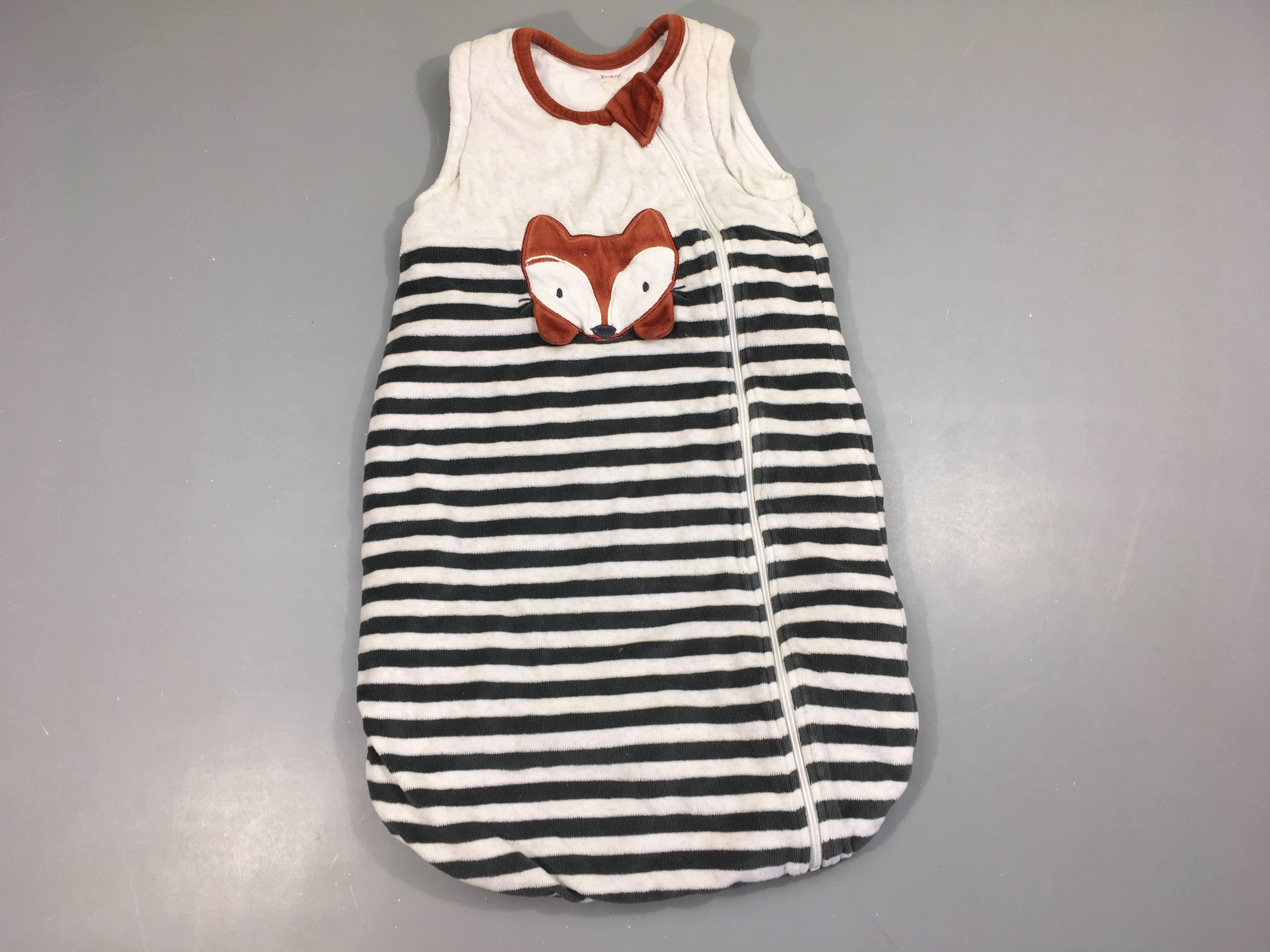 Sac de couchage blanc rayé gris Renard 70 cm