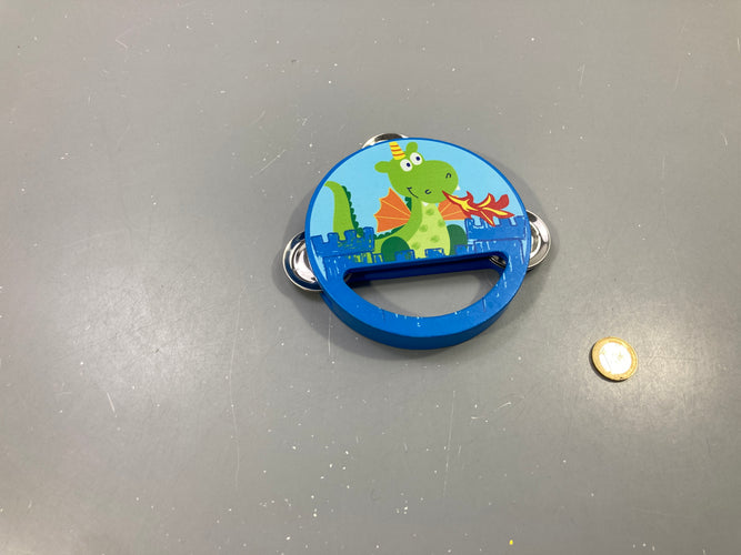 Tambourin en bois bleu dragon, moins cher chez Petit Kiwi