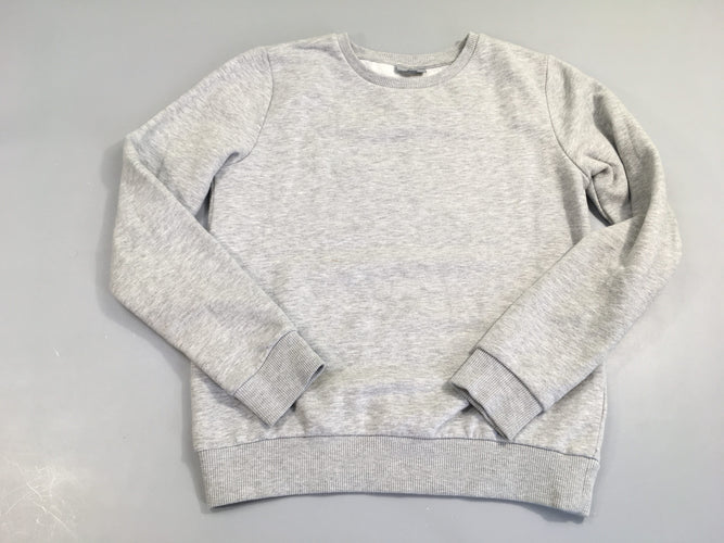 Sweat gris chiné, un peu bouloché-Légère trace brune à relaver, moins cher chez Petit Kiwi