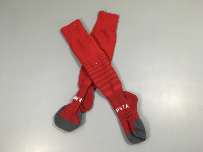 Chaussettes de foot rouge-gris, moins cher chez Petit Kiwi