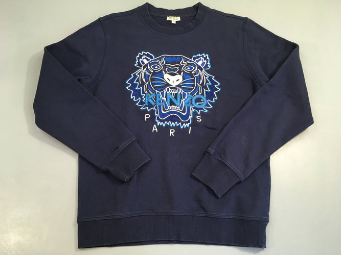 Sweat bleu foncé tigre brodé, moins cher chez Petit Kiwi