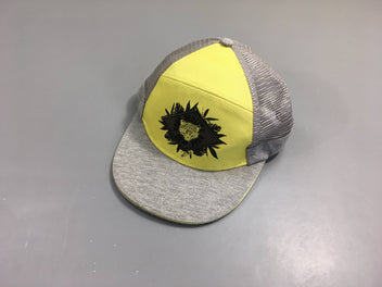 Casquette gris chiné/jaune brodée tigre