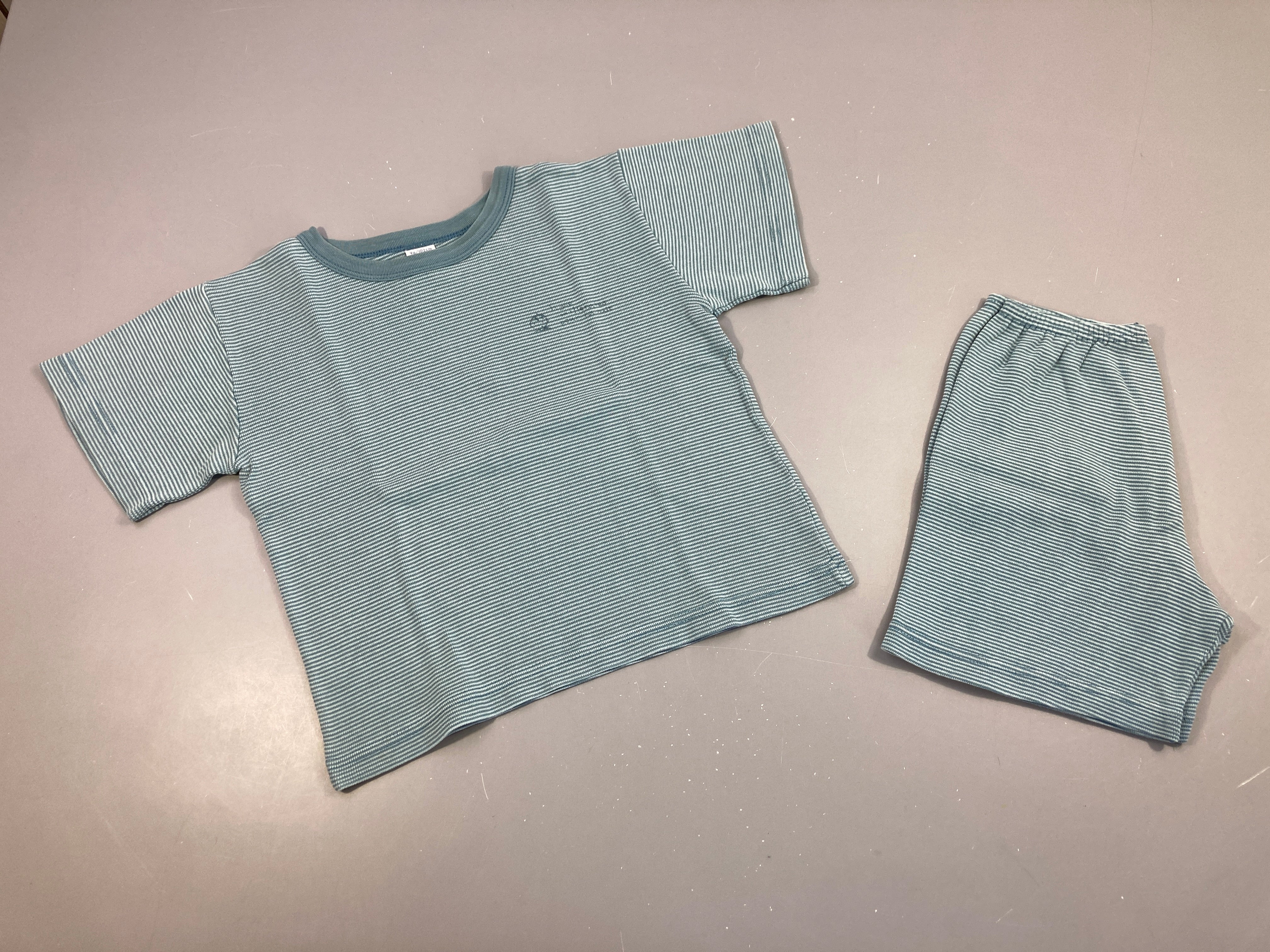 Pyjashort 2pcs jersey rayé bleu